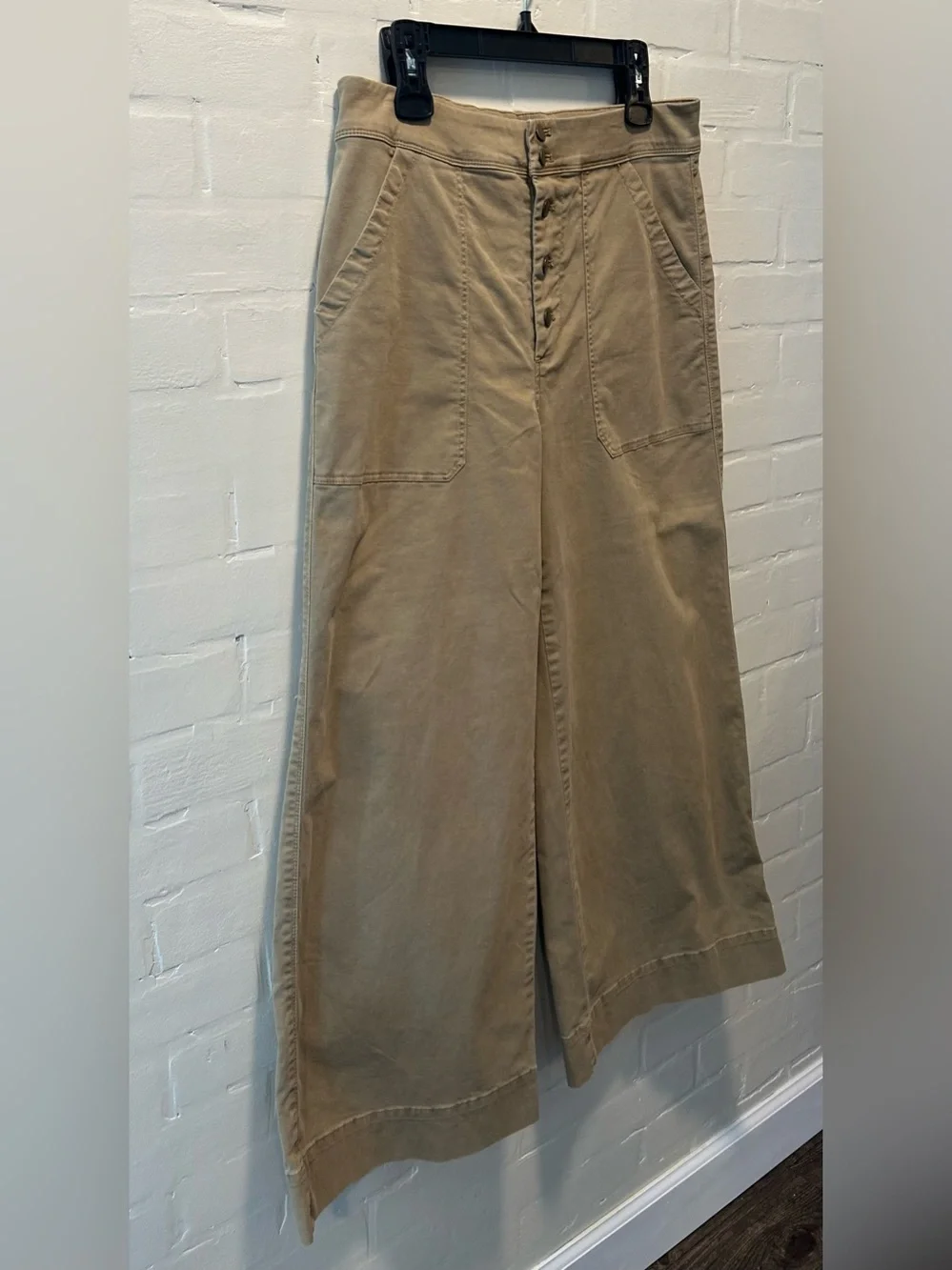 J. Crew Point Sur Wide-Leg Button-Fly Cropped Khaki Chinos Size 10